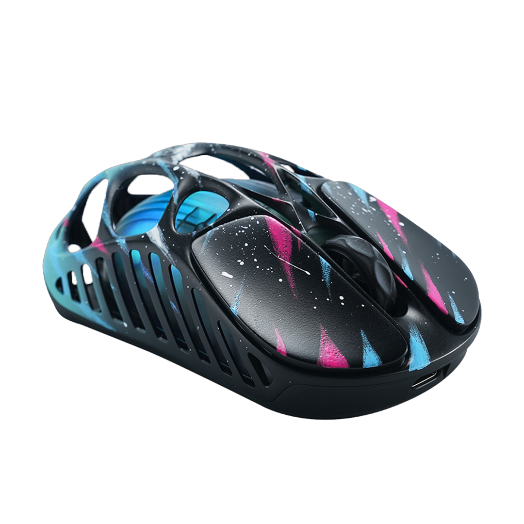 Mouse profesional GravaStar Mercury GSX PRO edición Graffiti de Neón con cuerpo de magnesio, sensor PAW 3950 de 32000 DPI y 8000Hz - Laptop Express Caracas
