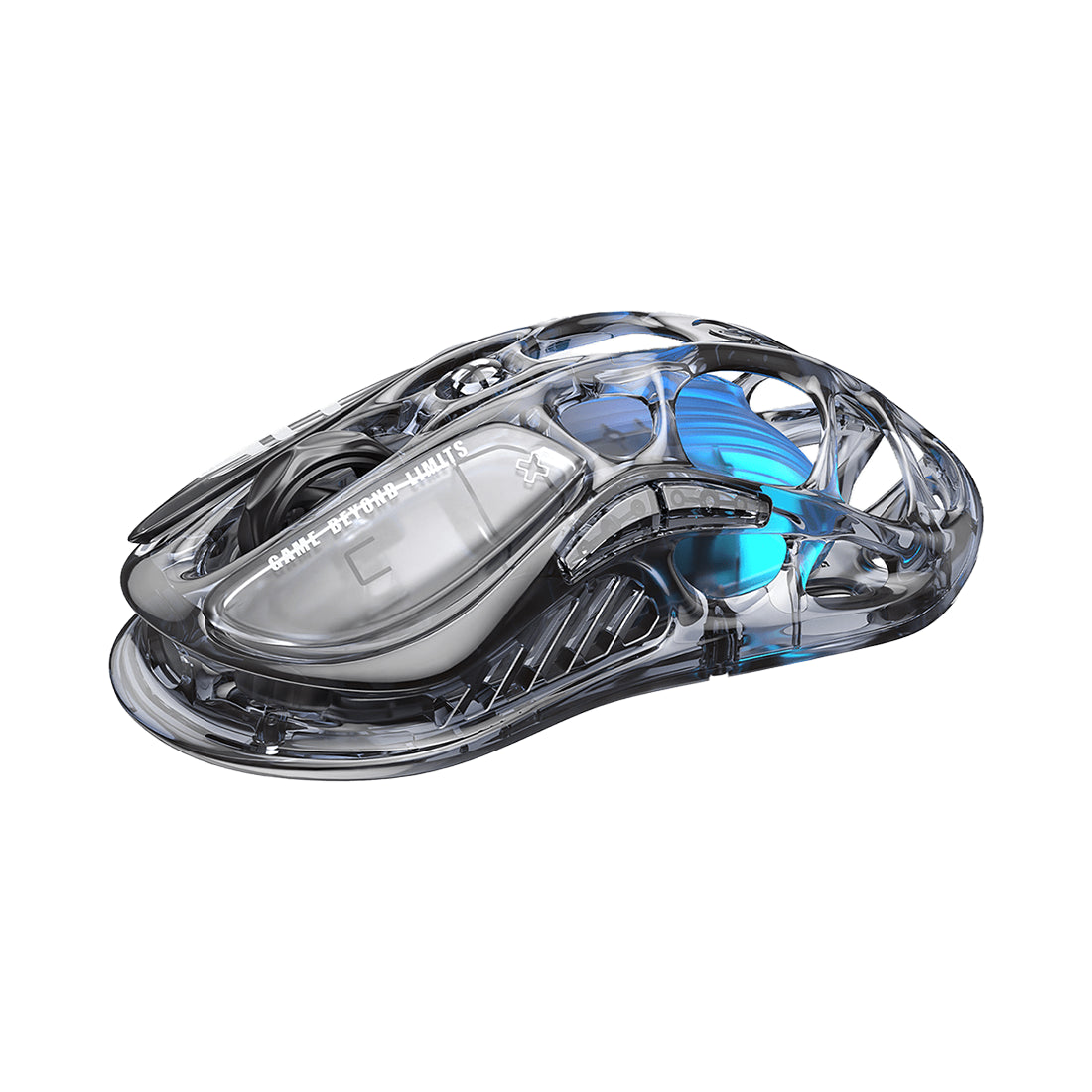 Mouse gaming GravaStar Mercury M2 XTAL BLK negro transparente con estructura hueca, sensor de 26000 DPI e iluminación RGB GLOWSYNC - Laptop Express Caracas
