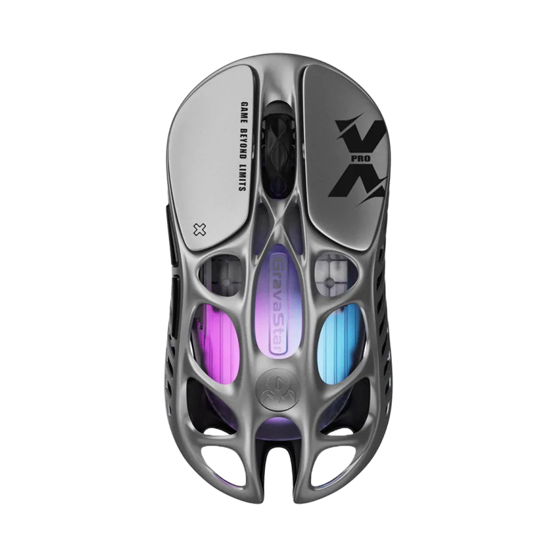 Mouse de alta gama GravaStar Mercury XPRO gris con cuerpo de aleación de magnesio, sensor de 26000 DPI e iluminación RGB - Laptop Express Caracas