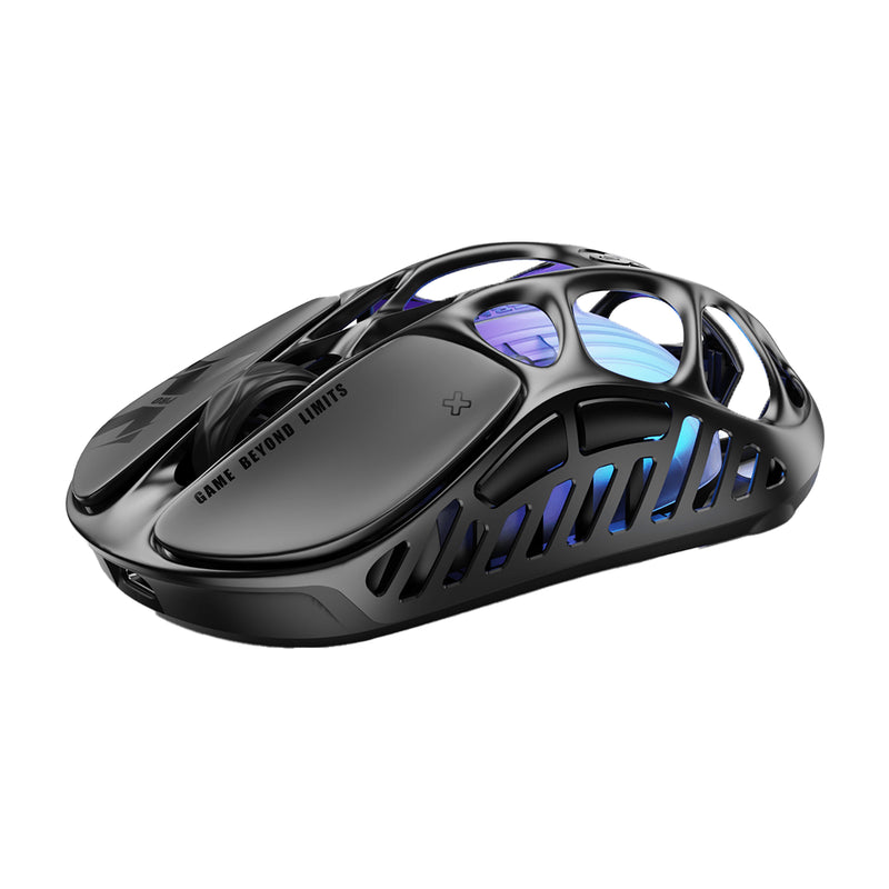 Mouse inalámbrico GravaStar Mercury XPRO negro de aleación de magnesio con sensor de 26000 DPI y diseño de exoesqueleto - Laptop Express Caracas