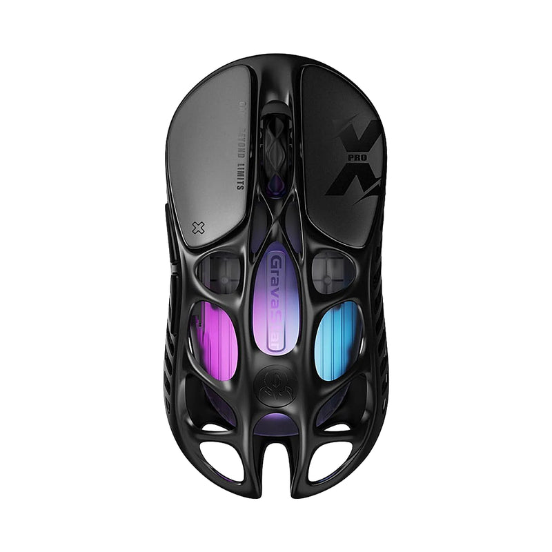 Mouse inalámbrico GravaStar Mercury XPRO negro de aleación de magnesio con sensor de 26000 DPI y diseño de exoesqueleto - Laptop Express Caracas