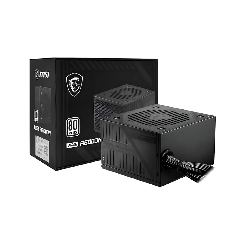 Fuente de poder MSI MAG A600DN 600W 80 Plus con cables planos negros - Laptop Express Caracas