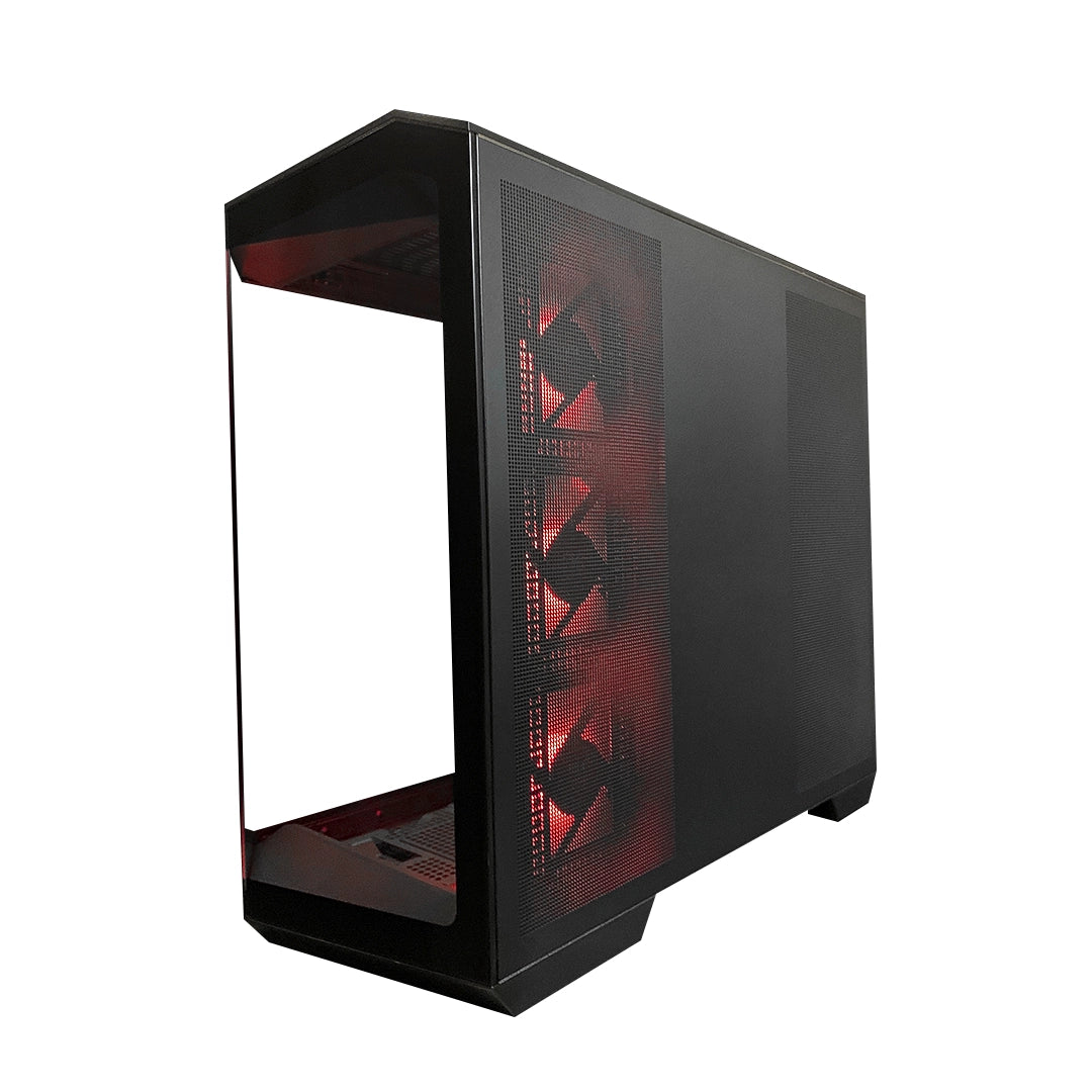 Case MSI MAG PANO M100R PZ negro con vista panorámica de 270 grados sin pilares y 4 ventiladores ARGB encendidos - Laptop Express Caracas