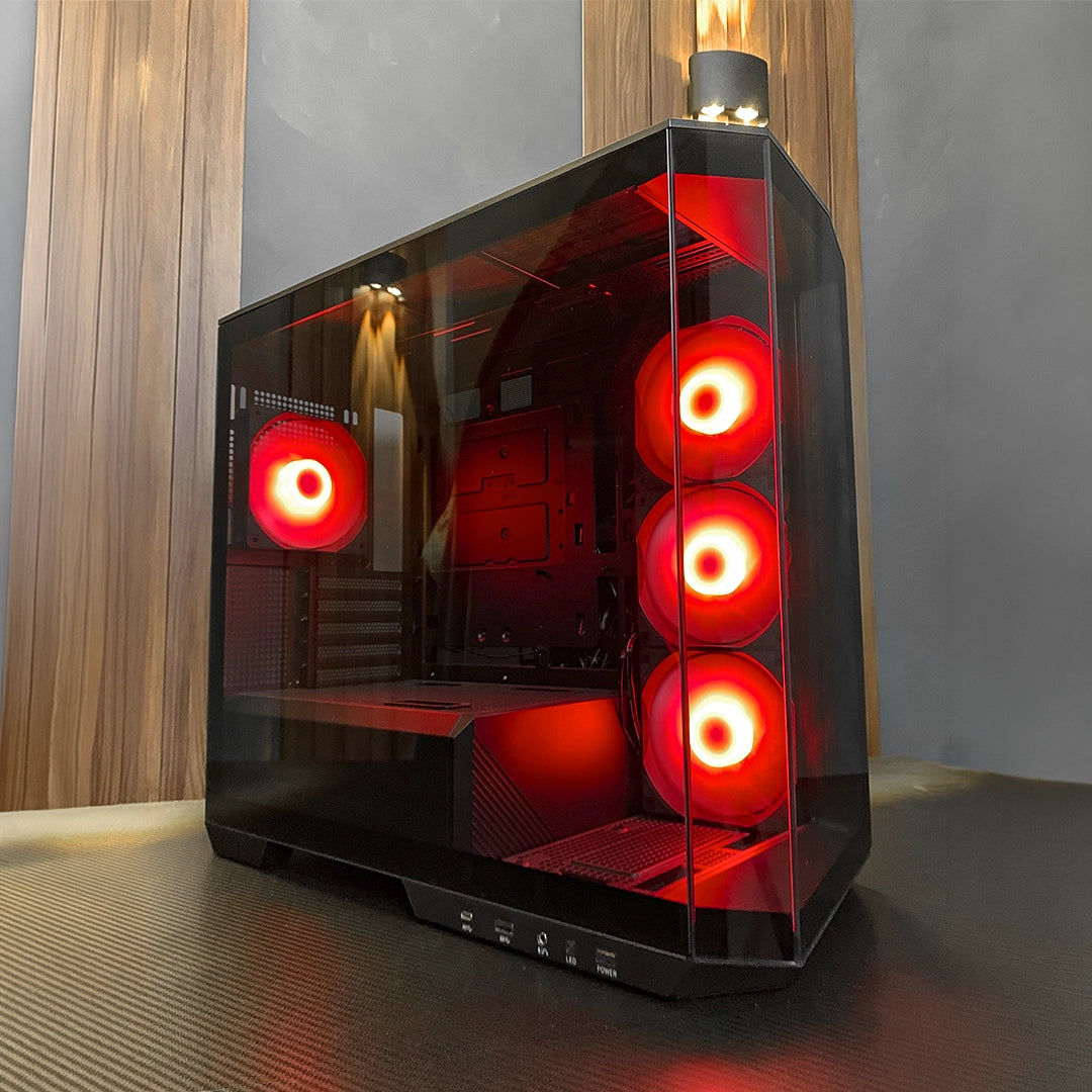 Case MSI MAG PANO M100R PZ negro con vista panorámica de 270 grados sin pilares y 4 ventiladores ARGB encendidos - Laptop Express Caracas