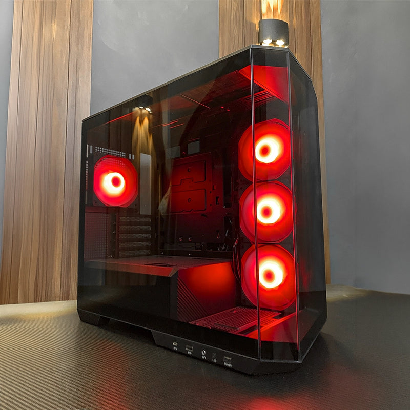 Case MSI MAG PANO M100R PZ negro con vista panorámica de 270 grados sin pilares y 4 ventiladores ARGB encendidos - Laptop Express Caracas