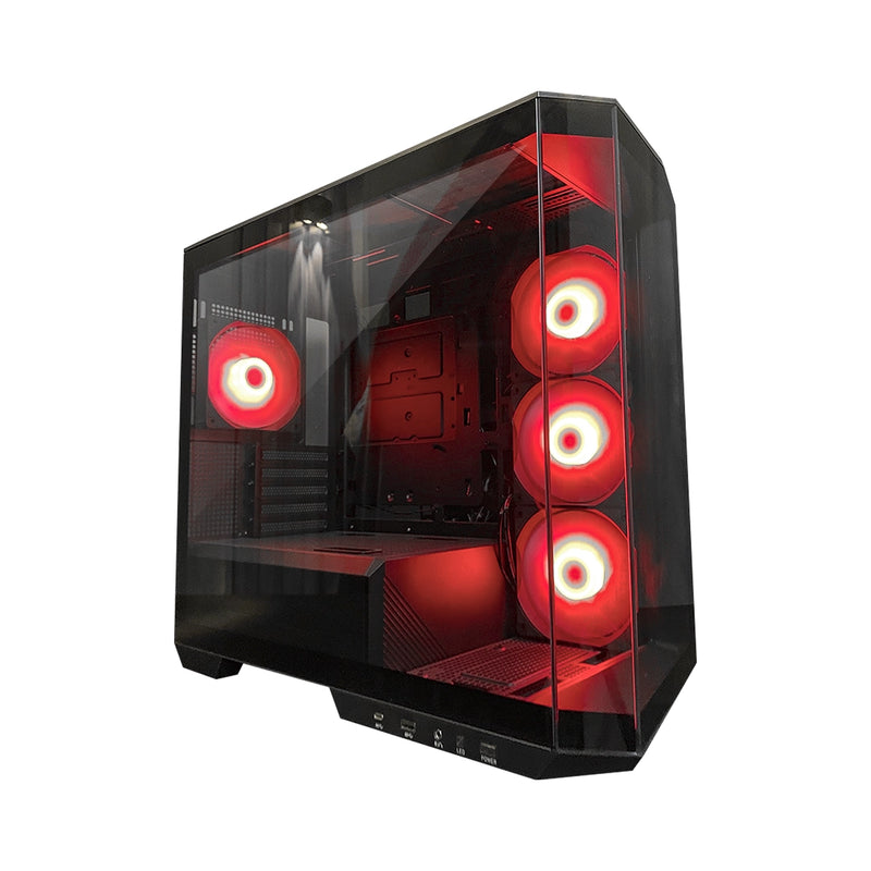 Case MSI MAG PANO M100R PZ negro con vista panorámica de 270 grados sin pilares y 4 ventiladores ARGB encendidos - Laptop Express Caracas