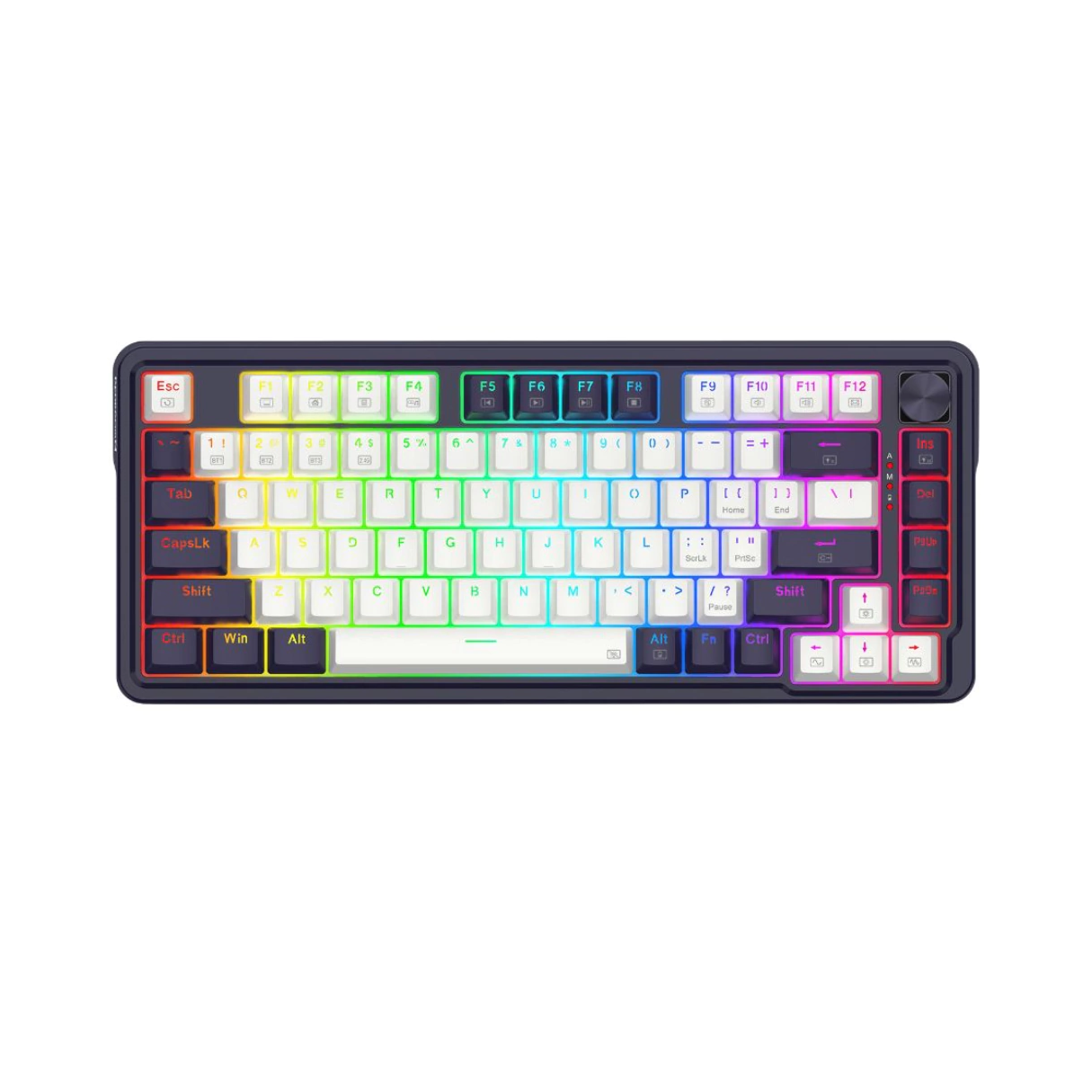 TECLADO GAMER REDRAGON K673-WB UCAL PRO NEGRO BLANCO SP RGB  SWITCH ROJO-1
