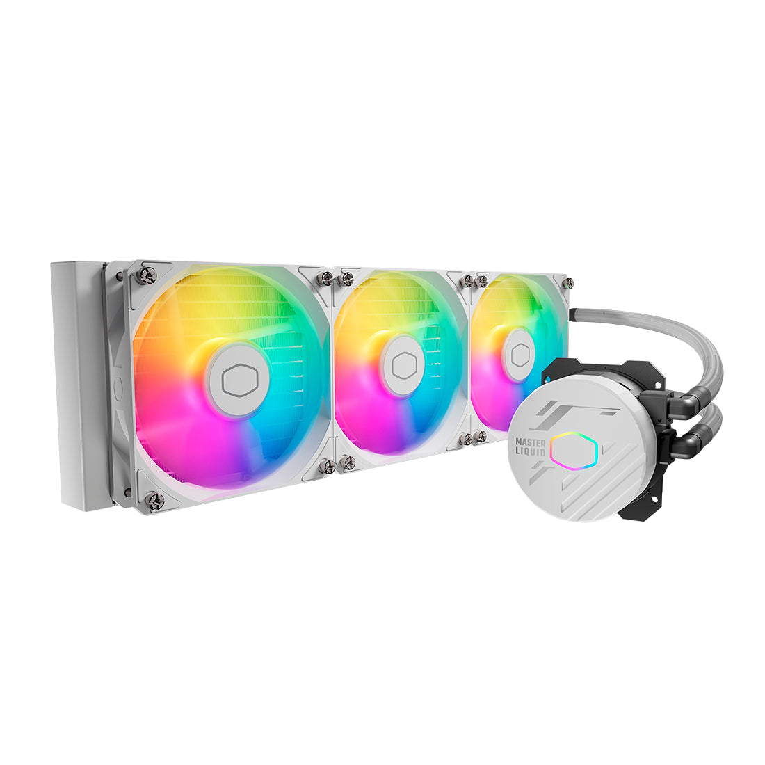 Refrigeración líquida Cooler Master MasterLiquid 360L Core White de 360mm con radiador ampliado y 3 ventiladores ARGB en color blanco - Laptop Express Caracas