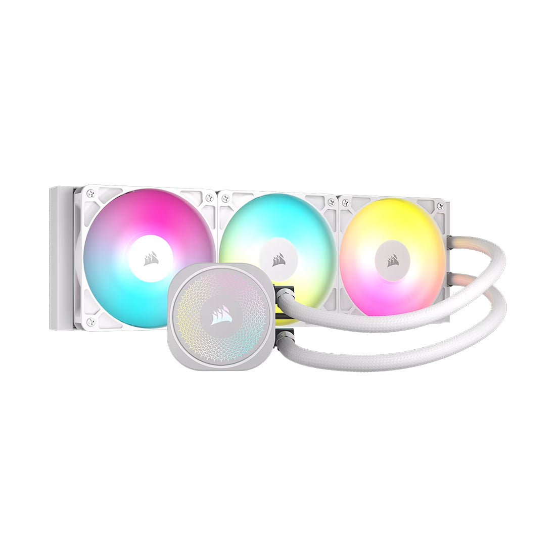 Refrigeración líquida Corsair Nautilus 360 RS blanca de 360mm con 3 ventiladores RS120 ARGB e iluminación direccionable - Laptop Express Caracas
