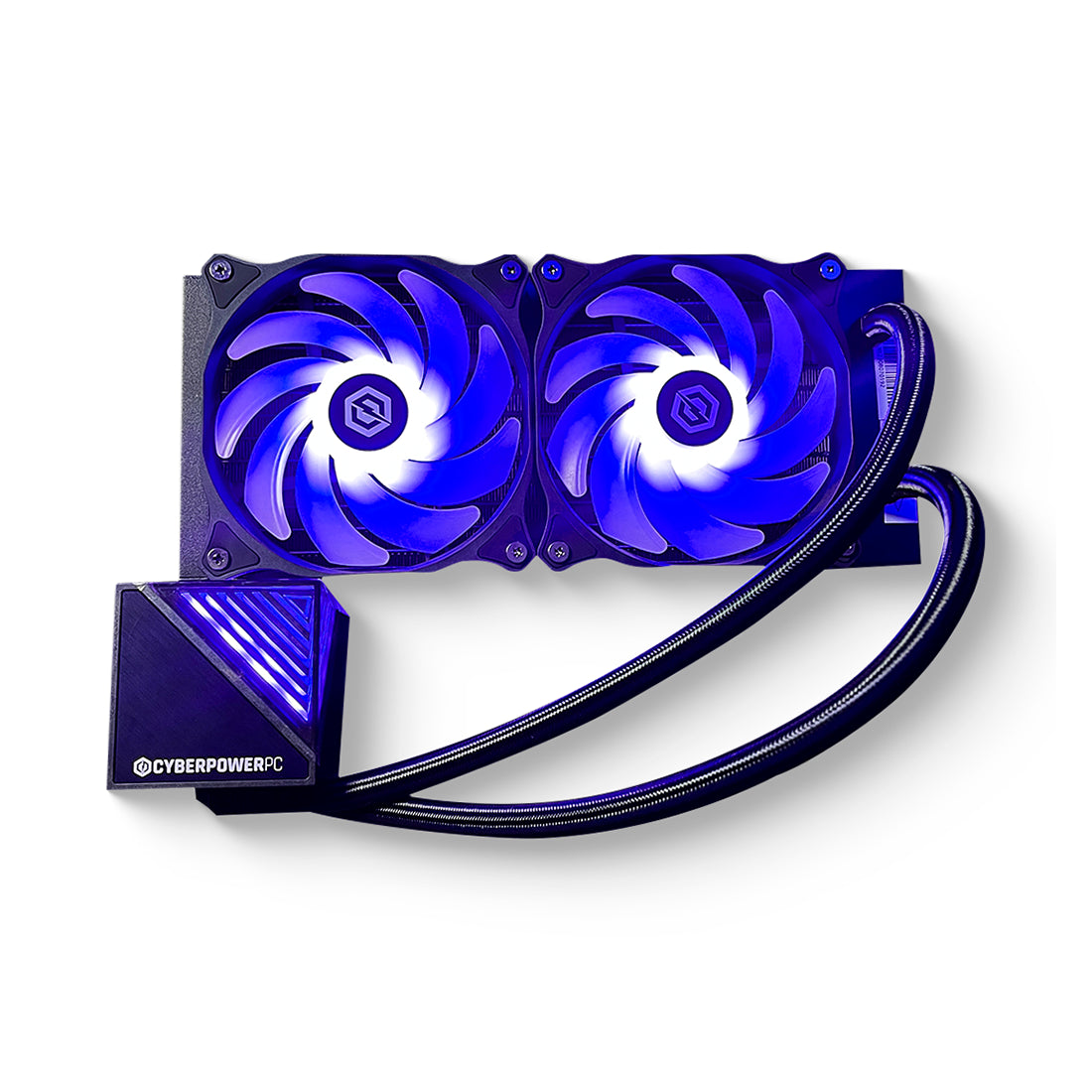 Sistema de refrigeración líquida CyberPower de 240mm en color negro con dos ventiladores y radiador de aluminio - Laptop Express Caracas