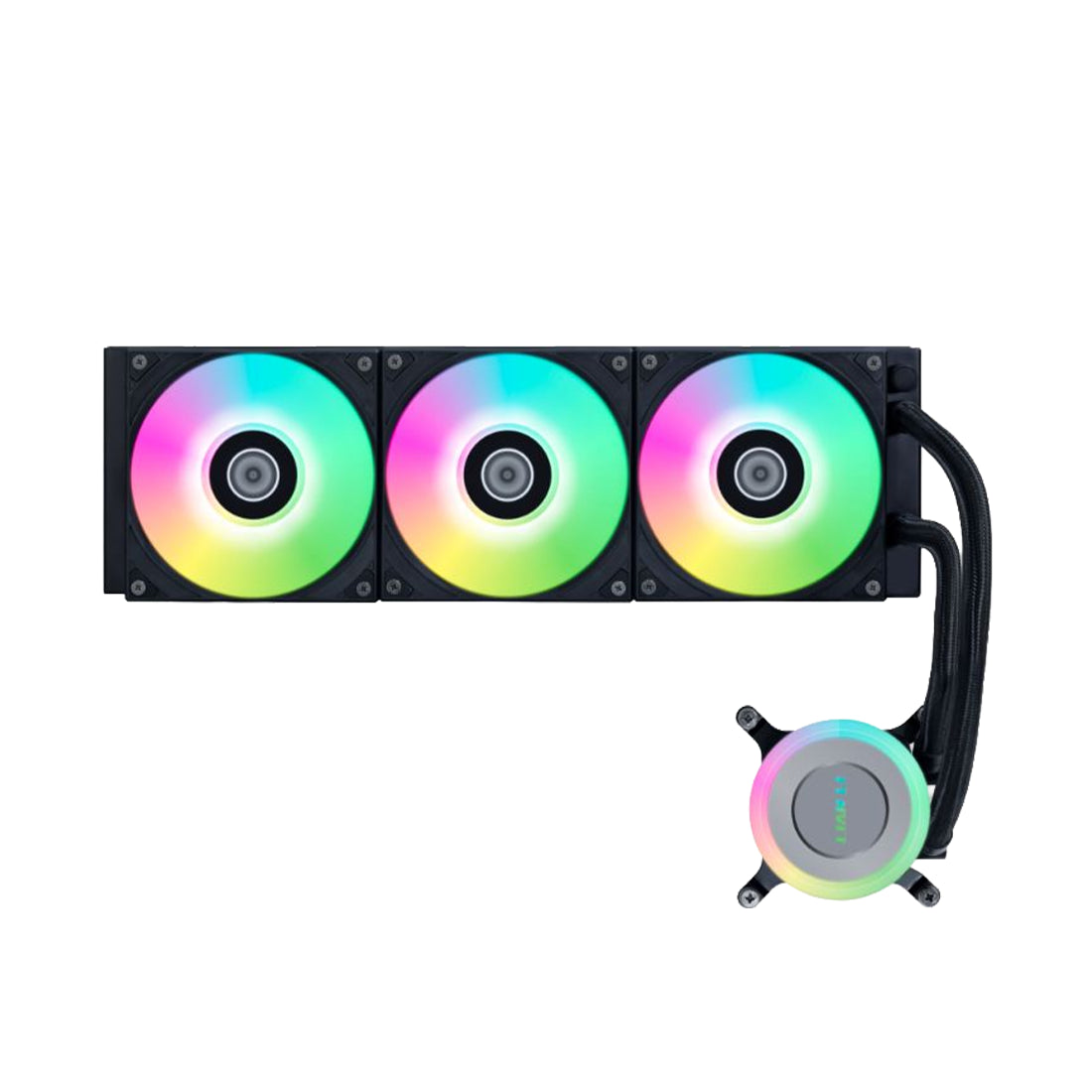 Refrigeración líquida Lian Li Galahad II Lite 360R de 360mm en color negro con bomba de 3800 RPM y tres ventiladores ARGB para sockets AM4 y AM5 - Laptop Express Caracas