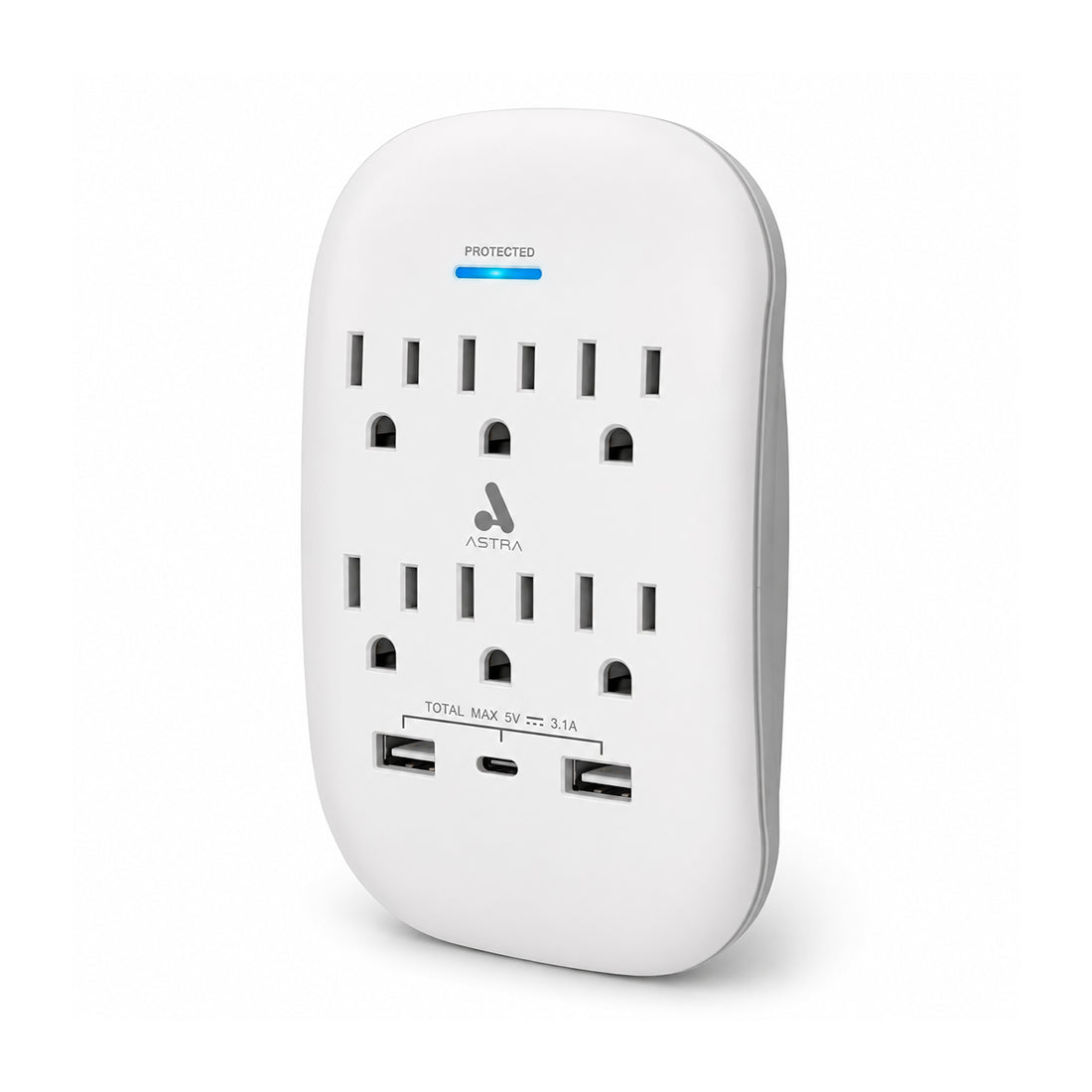 Regulador de voltaje Astra de 6 tomas con capacidad de 1875W para protección de equipos electrónicos y computación - Laptop Express Caracas