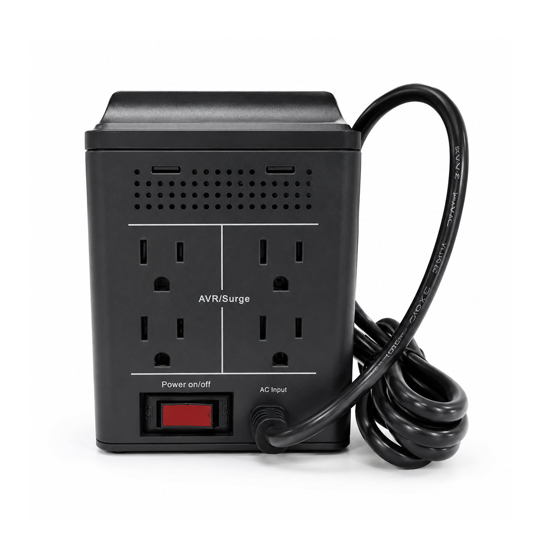 Regulador de voltaje JEMIP JP-AVR89-800 de 800VA y 400W con 4 tomas para protección de laptops y electrónica - Laptop Express Caracas