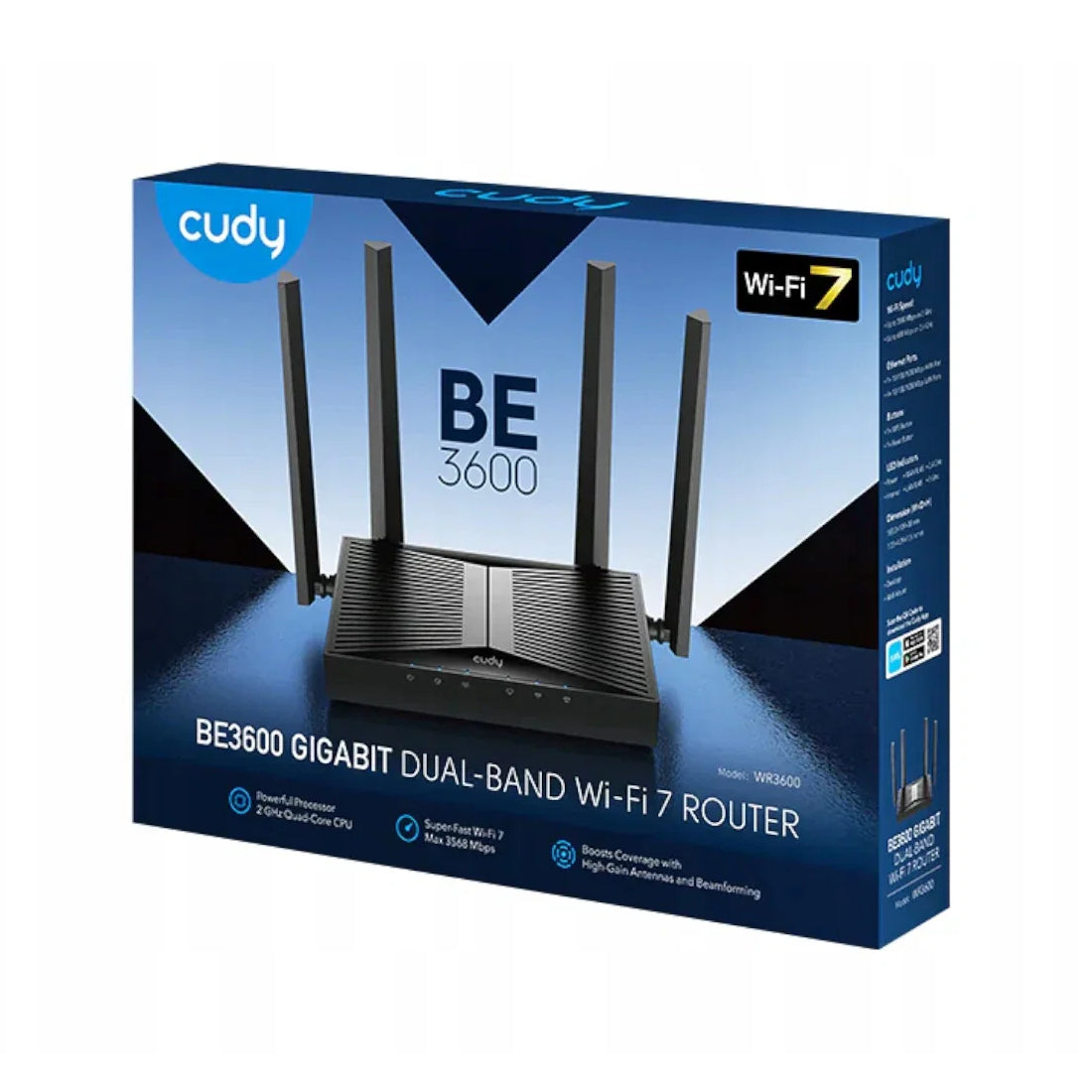 Router WiFi 7 Cudy BE3600 WR3600H con 4 antenas, puerto 2.5G y velocidad de 3.6Gbps para internet de alta gama - Laptop Express Caracas