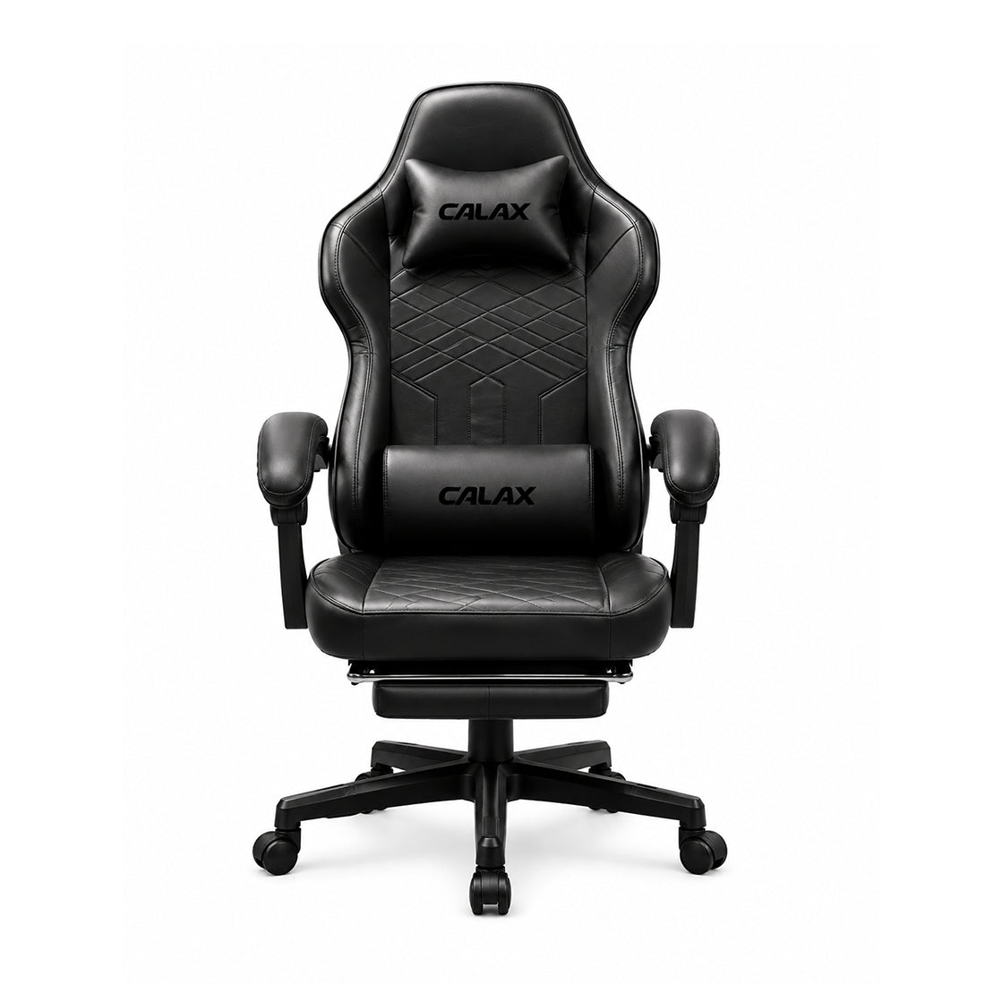 Silla gamer ergonómica Calax LS665901 en color negro con pistón clase 4, estructura de acero y reclinación de 140 grados - Laptop Express Caracas
