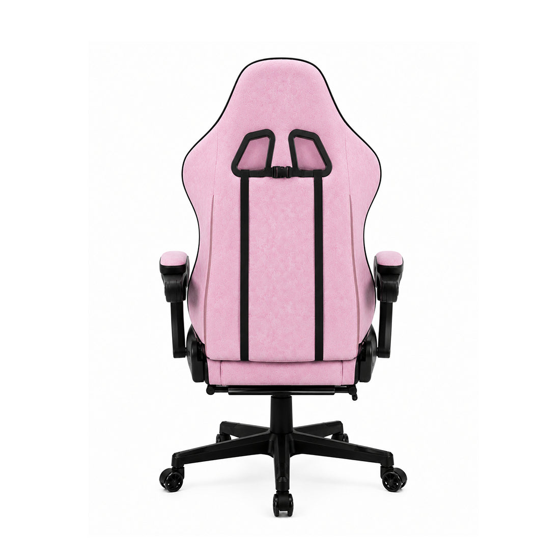 Silla gamer ergonómica Dowinx LS6650F en color gris rosado con tela suave, reposapiés, cojín masajeador e inclinación de 140 grados - Laptop Express Caracas