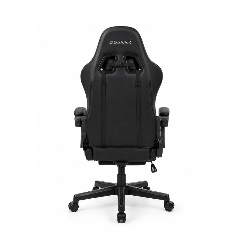 Silla gamer ergonómica Dowinx LS6658BK negra de tela afelpada transpirable con reposapiés, cojín masajeador e inclinación de 140 grados - Laptop Express Caracas