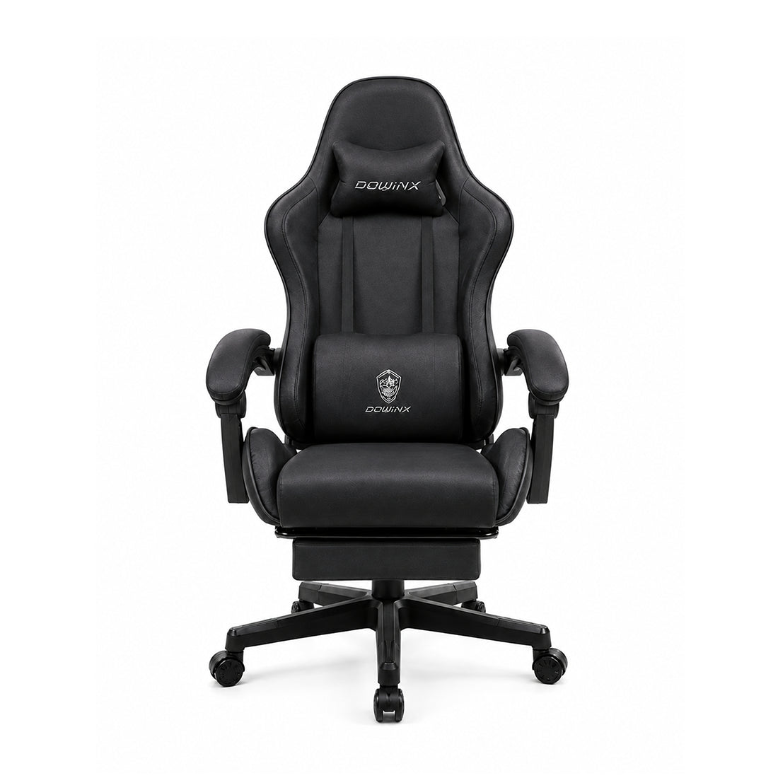 Silla gamer ergonómica Dowinx LS6658BK negra de tela afelpada transpirable con reposapiés, cojín masajeador e inclinación de 140 grados - Laptop Express Caracas