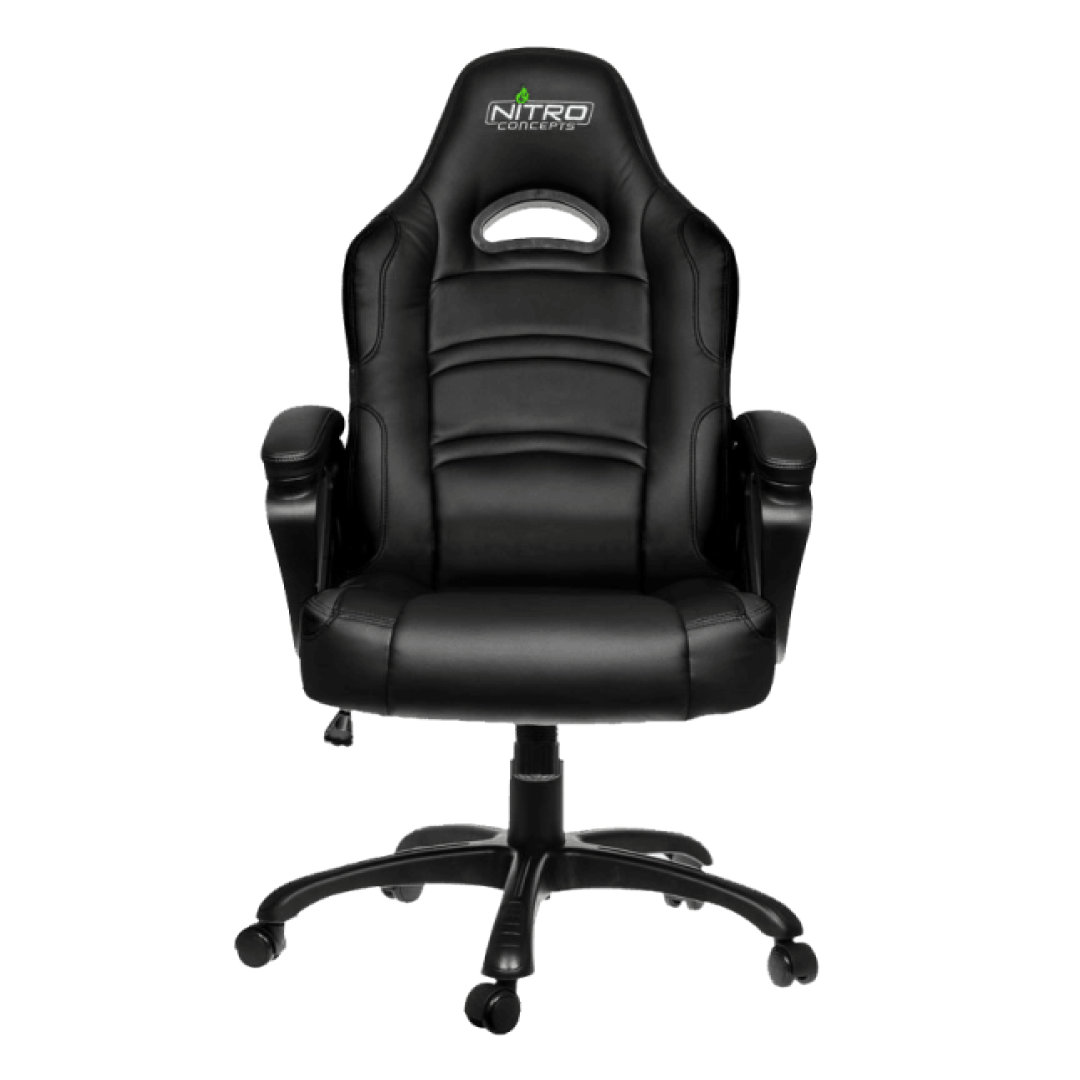 Silla gaming ergonómica Gamemax en color negro con tapicería de cuero sintético y elevador de gas de alta resistencia - Laptop Express Caracas