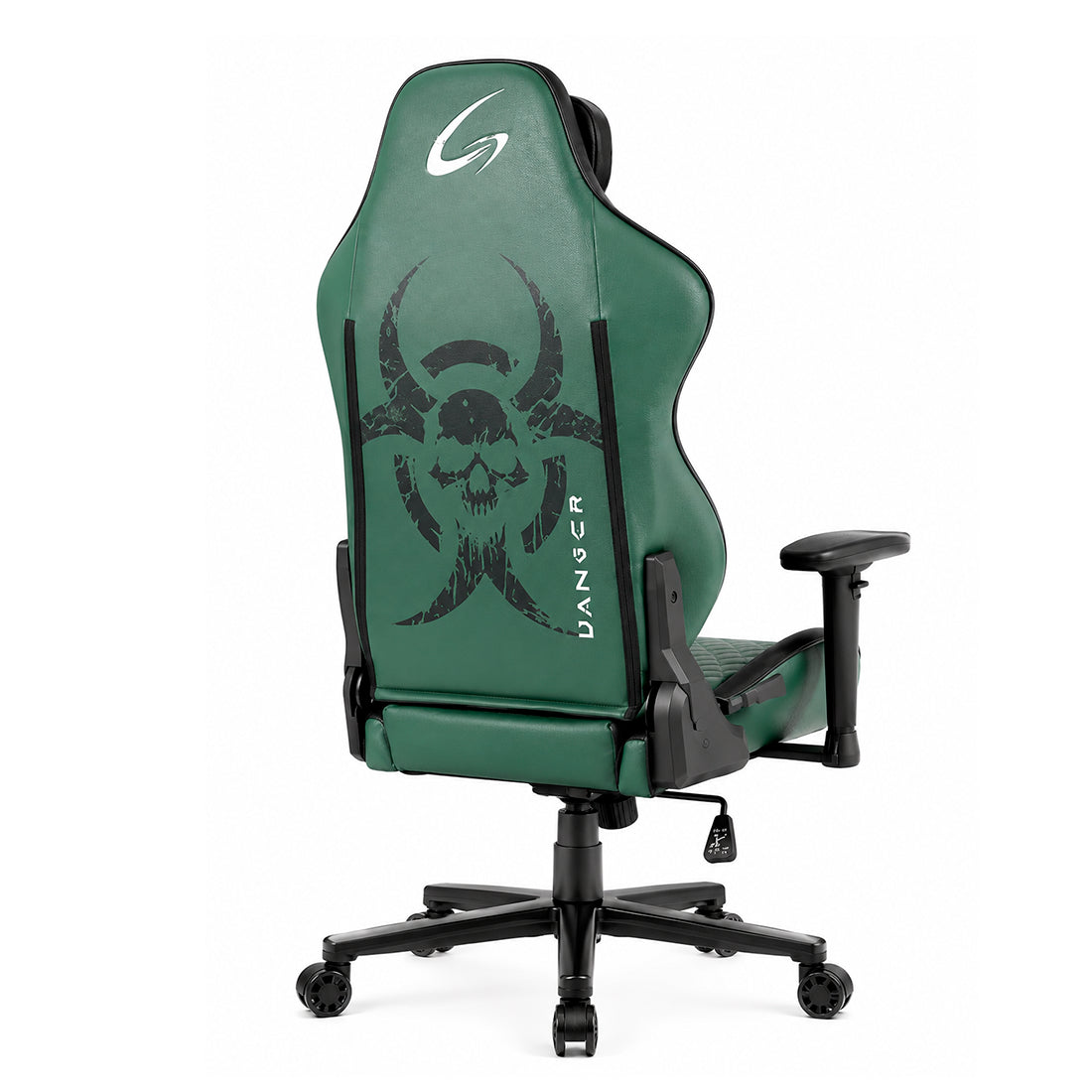 Silla gaming ergonómica JEMIP Danger en color negro y verde con mecanismo de mariposa y reposabrazos acolchados - Laptop Express Caracas