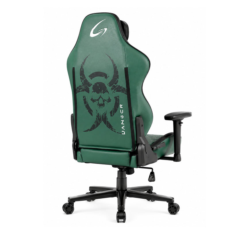 Silla gaming ergonómica JEMIP Danger en color negro y verde con mecanismo de mariposa y reposabrazos acolchados - Laptop Express Caracas