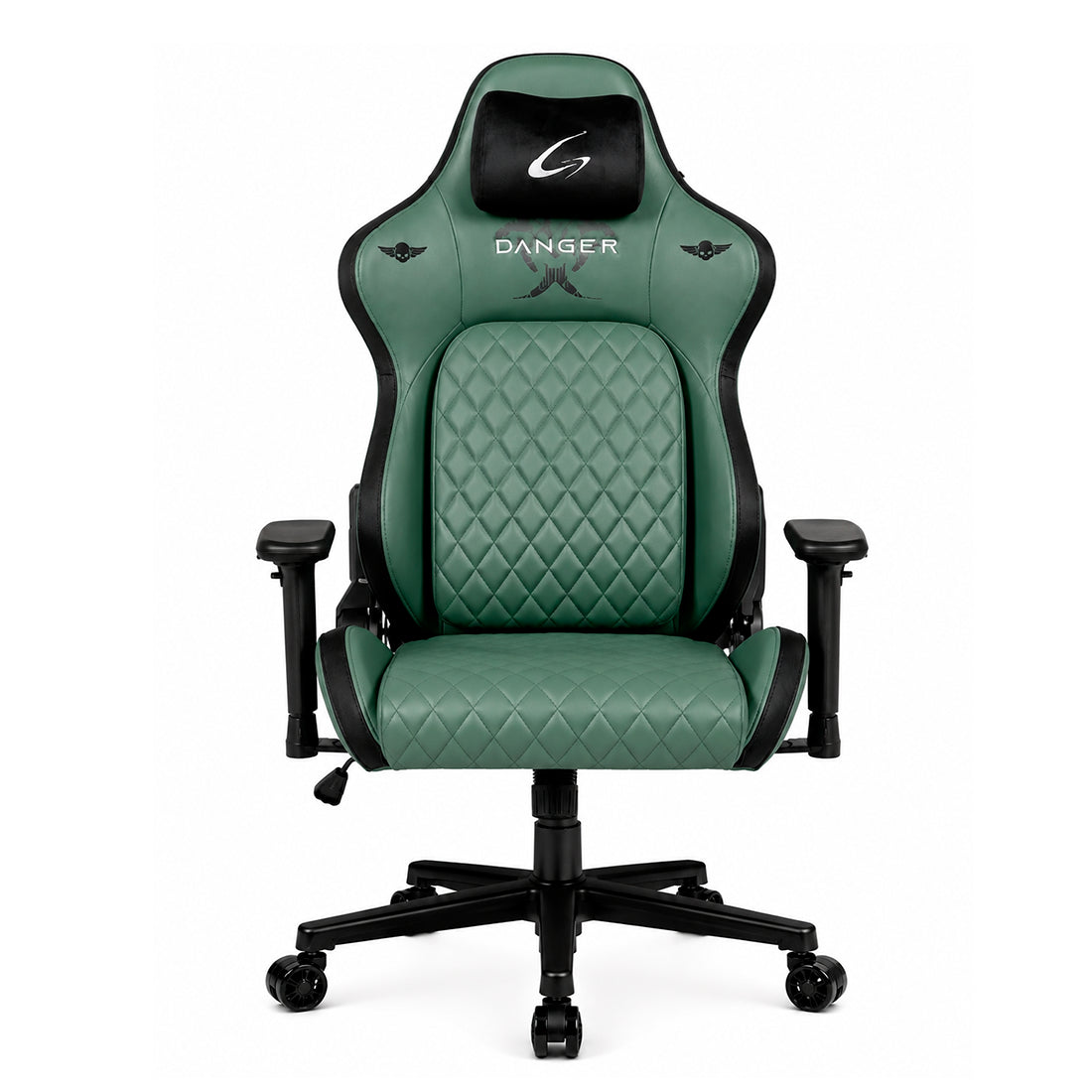 Silla gaming ergonómica JEMIP Danger en color negro y verde con mecanismo de mariposa y reposabrazos acolchados - Laptop Express Caracas