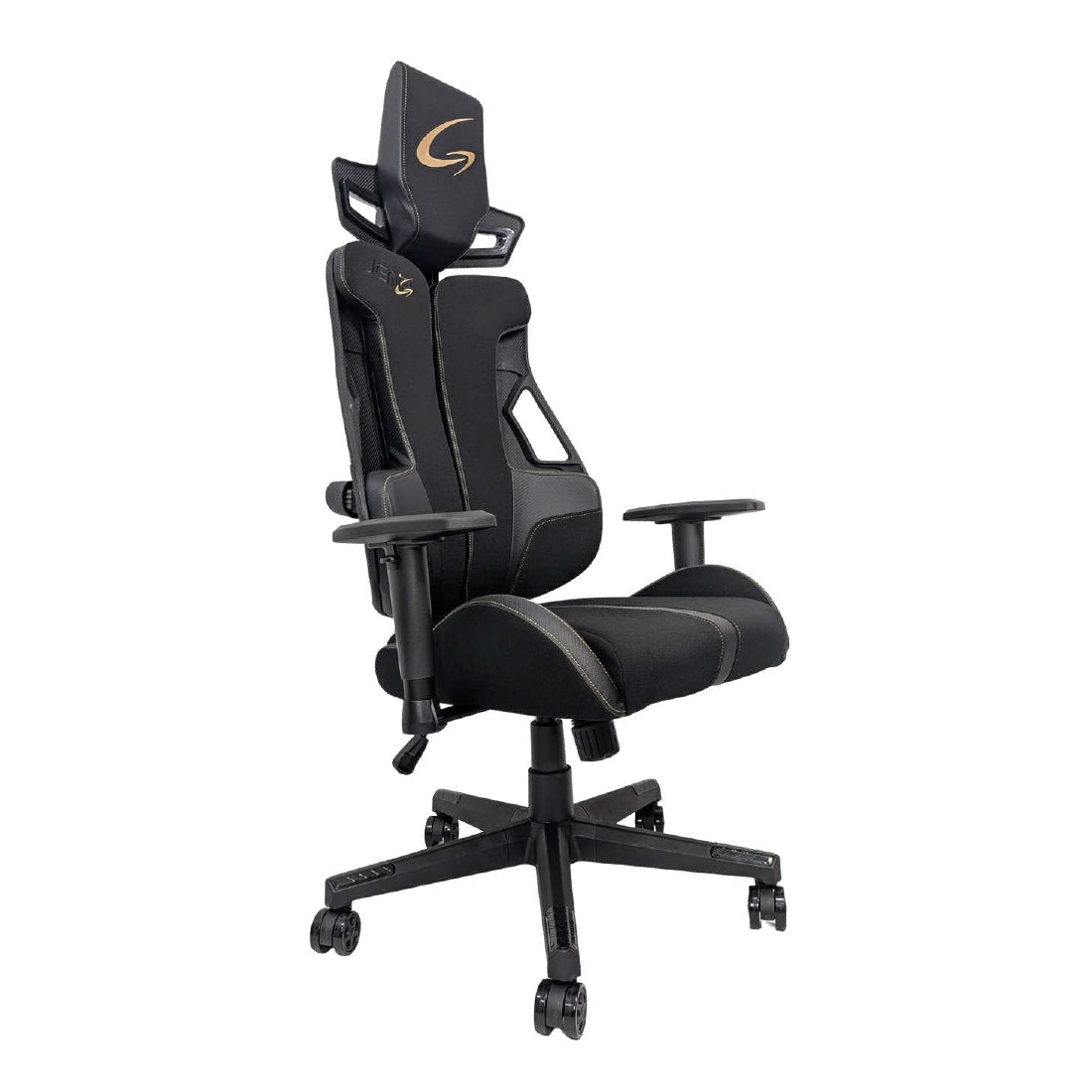 Silla gaming ergonómica JEMIP Hidra en color negro y dorado con mecanismo de mariposa y reposabrazos - Laptop Express Caracas
