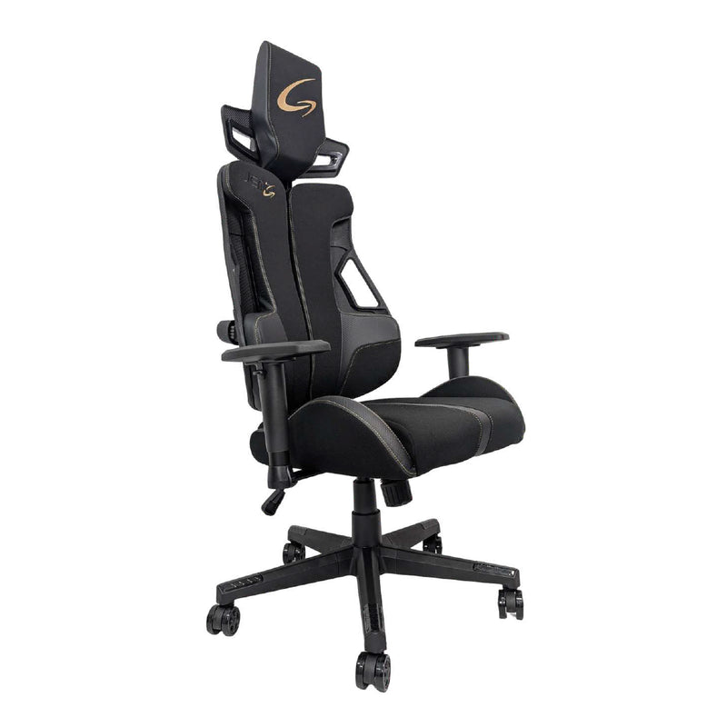 Silla gaming ergonómica JEMIP Hidra en color negro y dorado con mecanismo de mariposa y reposabrazos - Laptop Express Caracas