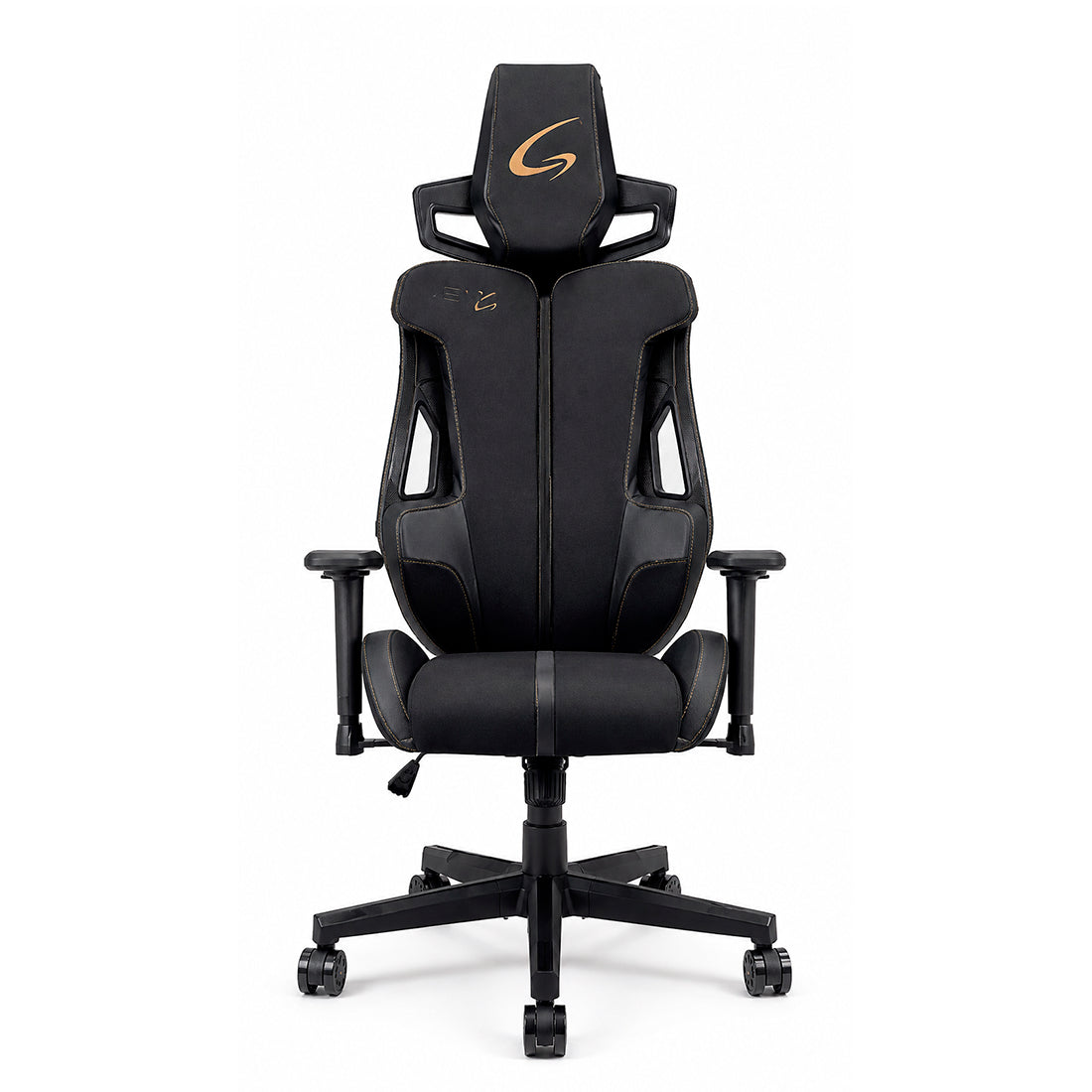 Silla gaming ergonómica JEMIP Hidra en color negro y dorado con mecanismo de mariposa y reposabrazos - Laptop Express Caracas