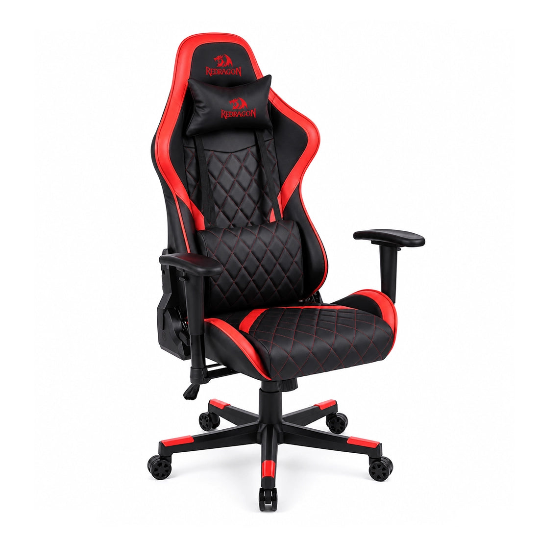 Silla gaming ergonómica Redragon Gaia C211-BR en color negro y rojo con cojines lumbar y cervical - Laptop Express Caracas