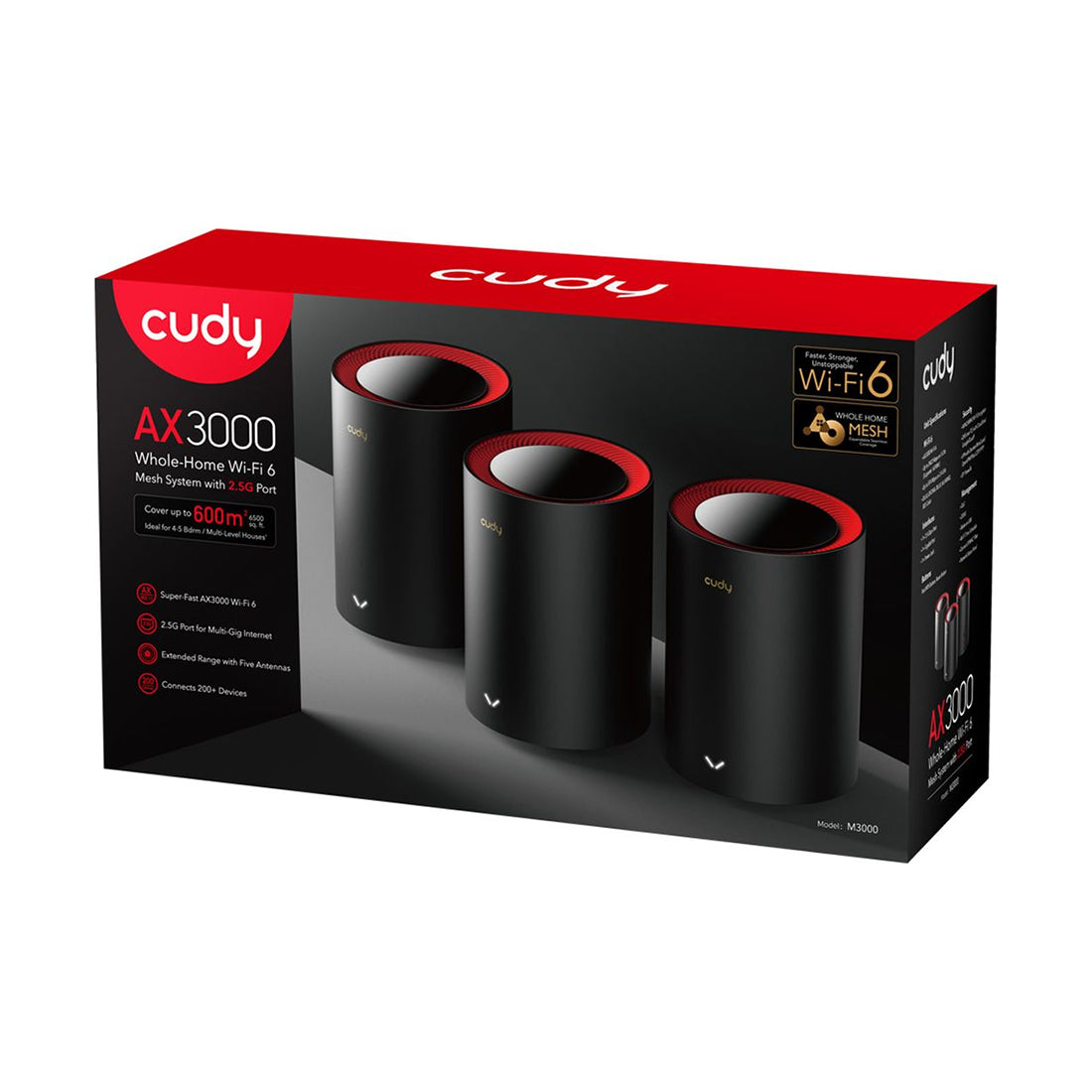 Sistema Mesh WiFi 6 Cudy M3000 AX3000 pack de 3 unidades con puertos Gigabit para cobertura total de internet - Laptop Express Caracas