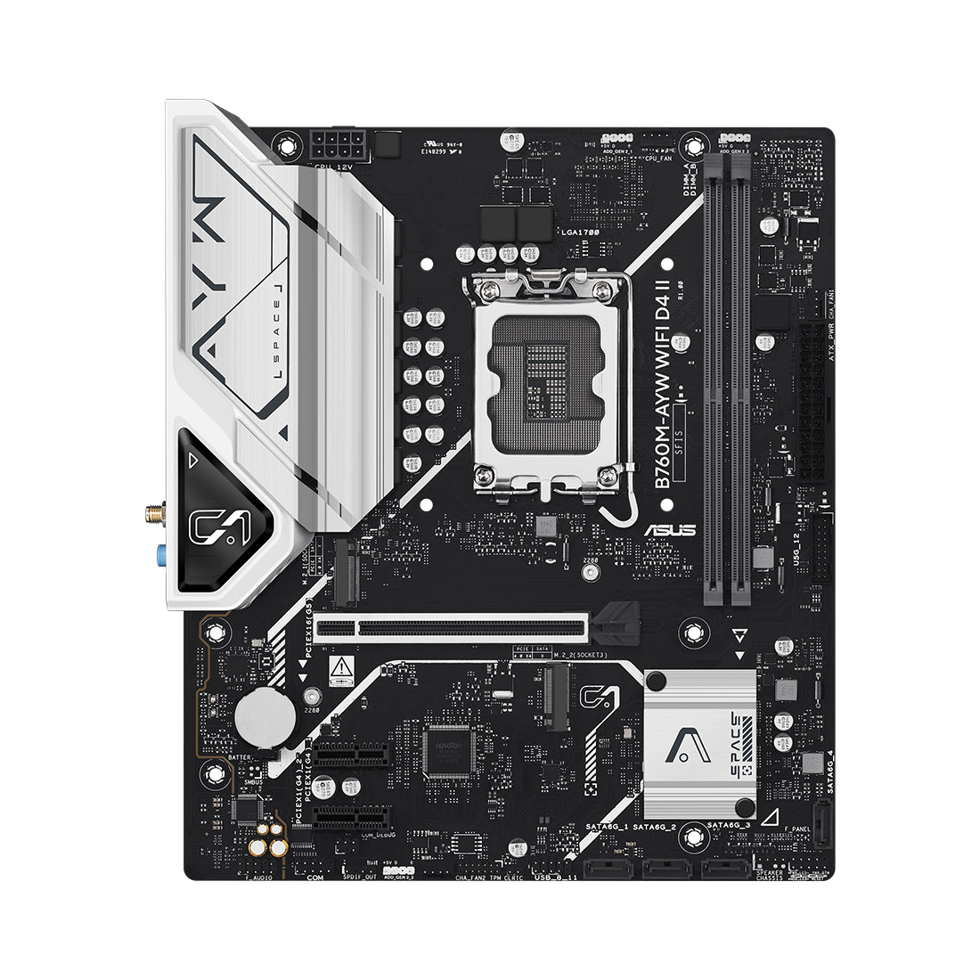 Tarjeta madre ASUS B760M-AYW WIFI6 D4 II formato Micro-ATX con socket LGA 1700, soporte DDR4 y Wi-Fi 6 - Laptop Express Caracas