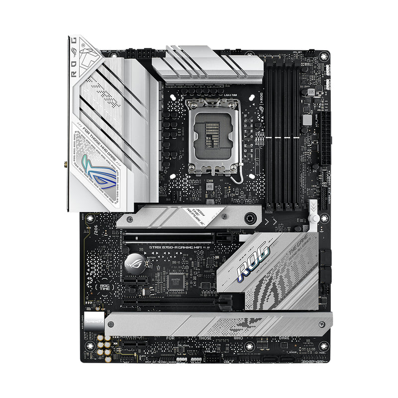 Tarjeta madre para PC de escritorio ASUS ROG Strix B760-A Gaming con conexion wifi 6e soporte para memoria ram ddr5 socket lga1700 y formato ATX blanco y plata - Laptop Express Caracas