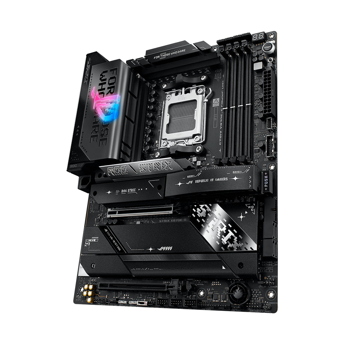 Tarjeta madre ASUS ROG Strix X870E-E Gaming WiFi formato ATX con socket AM5, soporte DDR5, PCIe 5.0, USB4 y Wi-Fi 7 - Laptop Express Caracas
