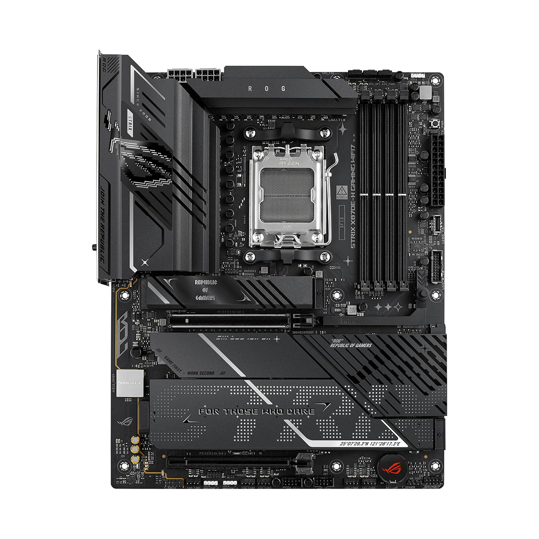 Tarjeta madre ASUS ROG Strix X870E-H Gaming WiFi formato ATX con socket AM5, soporte DDR5, PCIe 5.0, USB4 y Wi-Fi 7 - Laptop Express Caracas