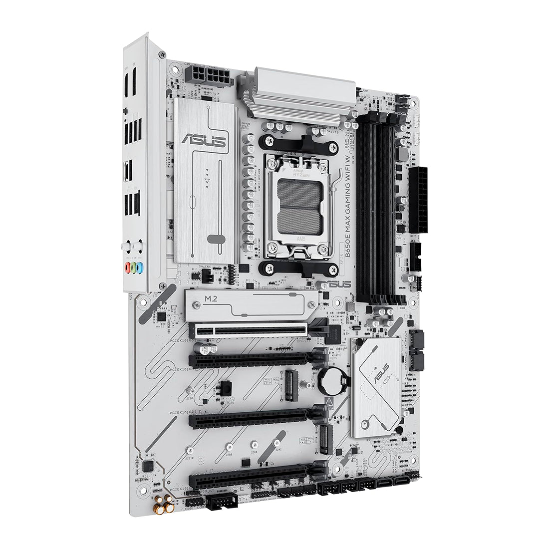 Tarjeta madre B650E Max Gaming WiFi W blanca para procesadores AMD Ryzen AM5 con PCIe 5.0 y soporte DDR5 - Laptop Express Caracas