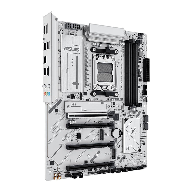 Tarjeta madre B650E Max Gaming WiFi W blanca para procesadores AMD Ryzen AM5 con PCIe 5.0 y soporte DDR5 - Laptop Express Caracas