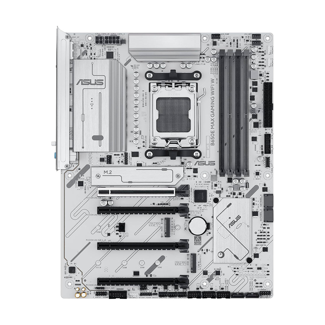 Tarjeta madre B650E Max Gaming WiFi W blanca para procesadores AMD Ryzen AM5 con PCIe 5.0 y soporte DDR5 - Laptop Express Caracas