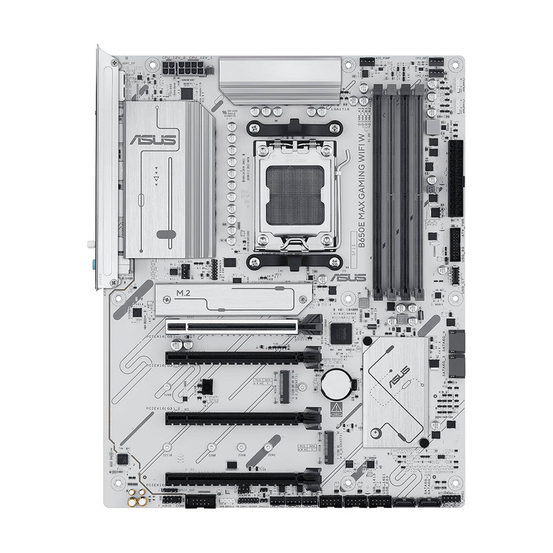 Tarjeta madre B650E Max Gaming WiFi W blanca para procesadores AMD Ryzen AM5 con PCIe 5.0 y soporte DDR5 - Laptop Express Caracas