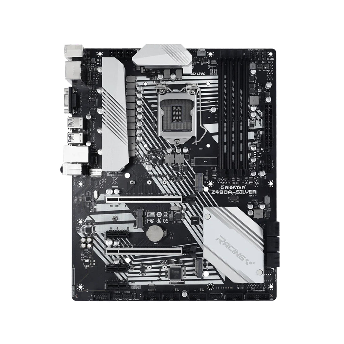 Tarjeta madre para PC de escritorio Biostar Z490A RACING con socket lga1200 soporte para 4 memorias ram ddr4 6 puertos sata y 2 ranuras m2 - Laptop Express Caracas