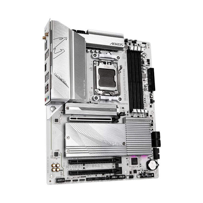 Tarjeta madre para PC de escritorio Gigabyte AORUS B650M ELITE AX ICE con conexion wifi 6e soporte para memoria ram ddr5 socket am5 y formato Micro ATX blanco - Laptop Express Caracas
