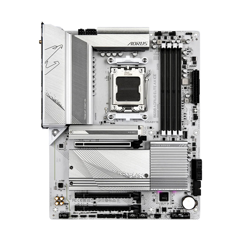 Tarjeta madre para PC de escritorio Gigabyte AORUS B650M ELITE AX ICE con conexion wifi 6e soporte para memoria ram ddr5 socket am5 y formato Micro ATX blanco - Laptop Express Caracas