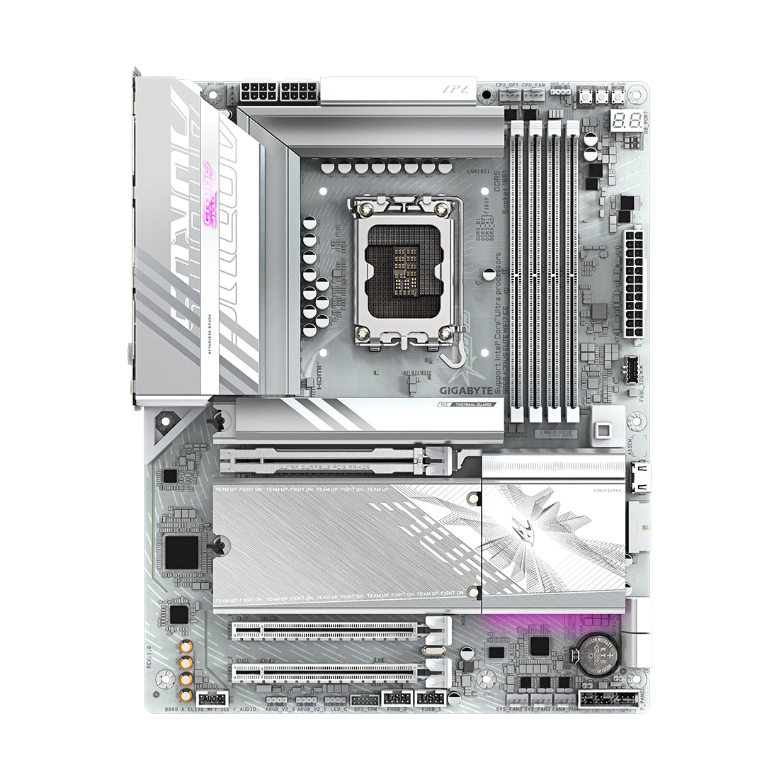 Tarjeta madre para PC de escritorio Gigabyte AORUS B860 ELITE WIFI7 ICE con conexion wifi 7 soporte para memoria ram ddr5 socket am5 y formato ATX blanco - Laptop Express Caracas