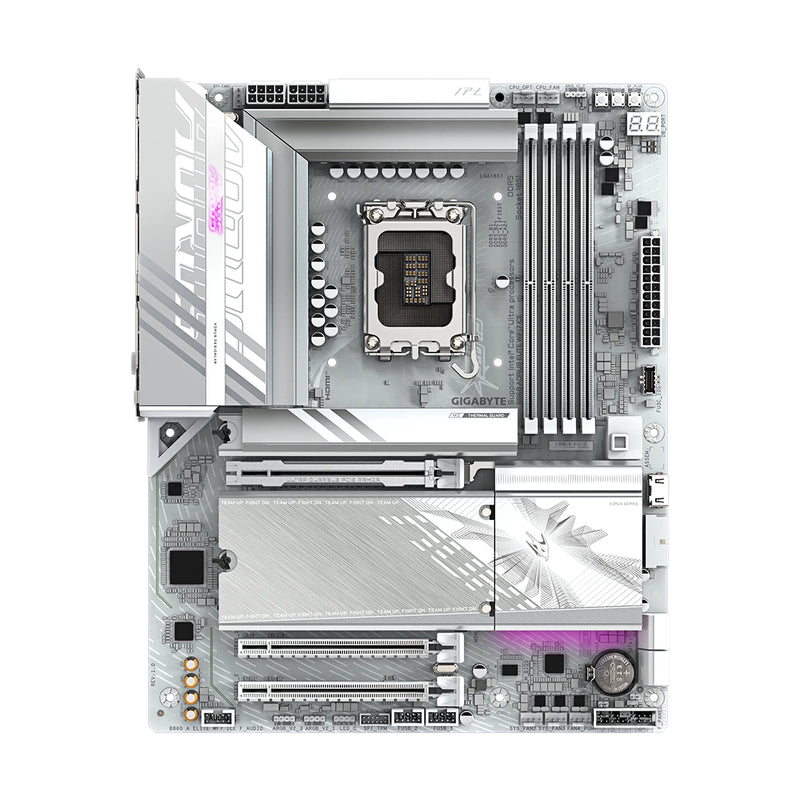 Tarjeta madre para PC de escritorio Gigabyte AORUS B860 ELITE WIFI7 ICE con conexion wifi 7 soporte para memoria ram ddr5 socket am5 y formato ATX blanco - Laptop Express Caracas