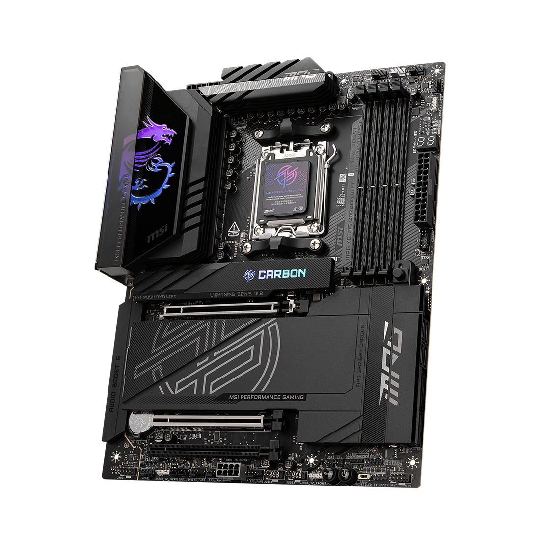 Tarjeta madre MSI MPG X870E CARBON WIFI formato ATX con socket AM5, soporte DDR5, PCIe 5.0, USB4 y Wi-Fi 7 - Laptop Express Caracas