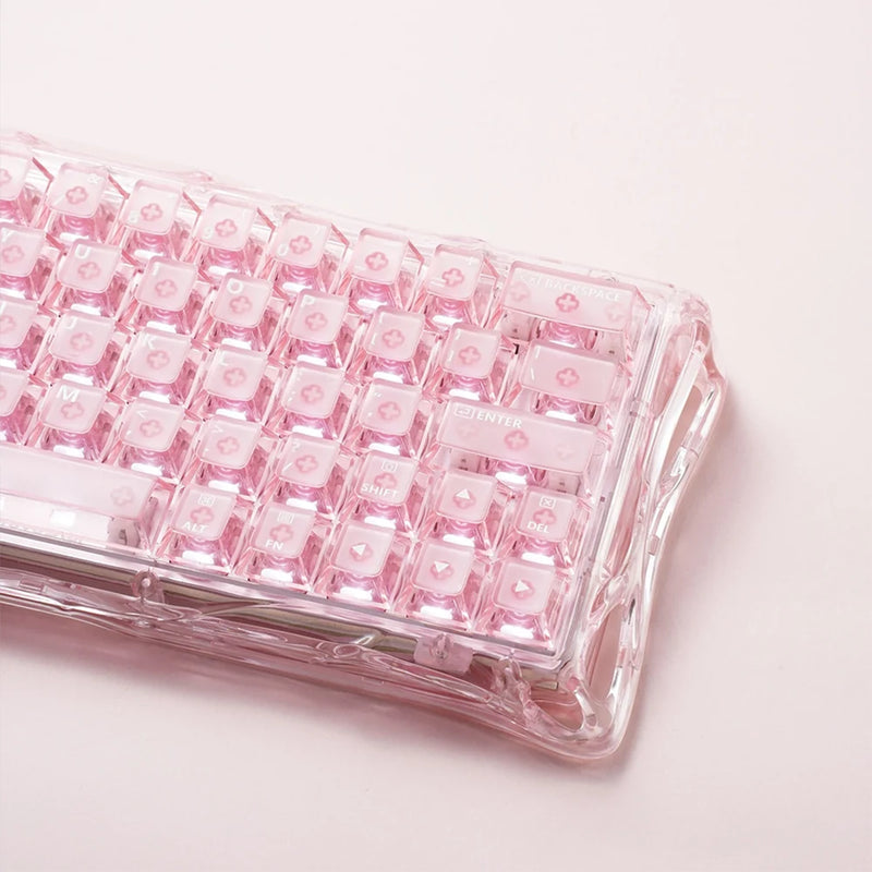 Teclado gamer magnético GravaStar Mercury V60 XTAL Pink transparente con switches Hall Effect y Rapid Trigger - Laptop Express Caracas
