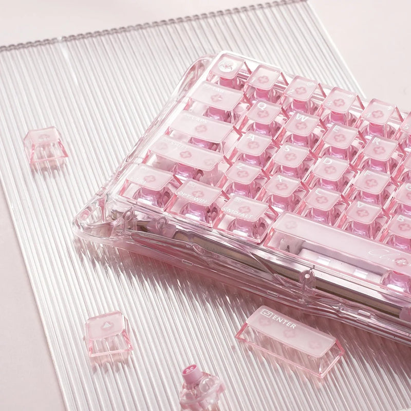 Teclado gamer magnético GravaStar Mercury V60 XTAL Pink transparente con switches Hall Effect y Rapid Trigger - Laptop Express Caracas
