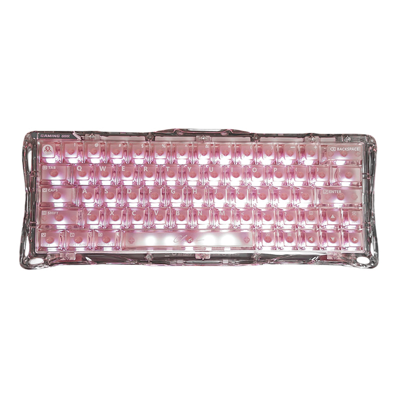 Teclado gamer magnético GravaStar Mercury V60 XTAL Pink transparente con switches Hall Effect y Rapid Trigger - Laptop Express Caracas