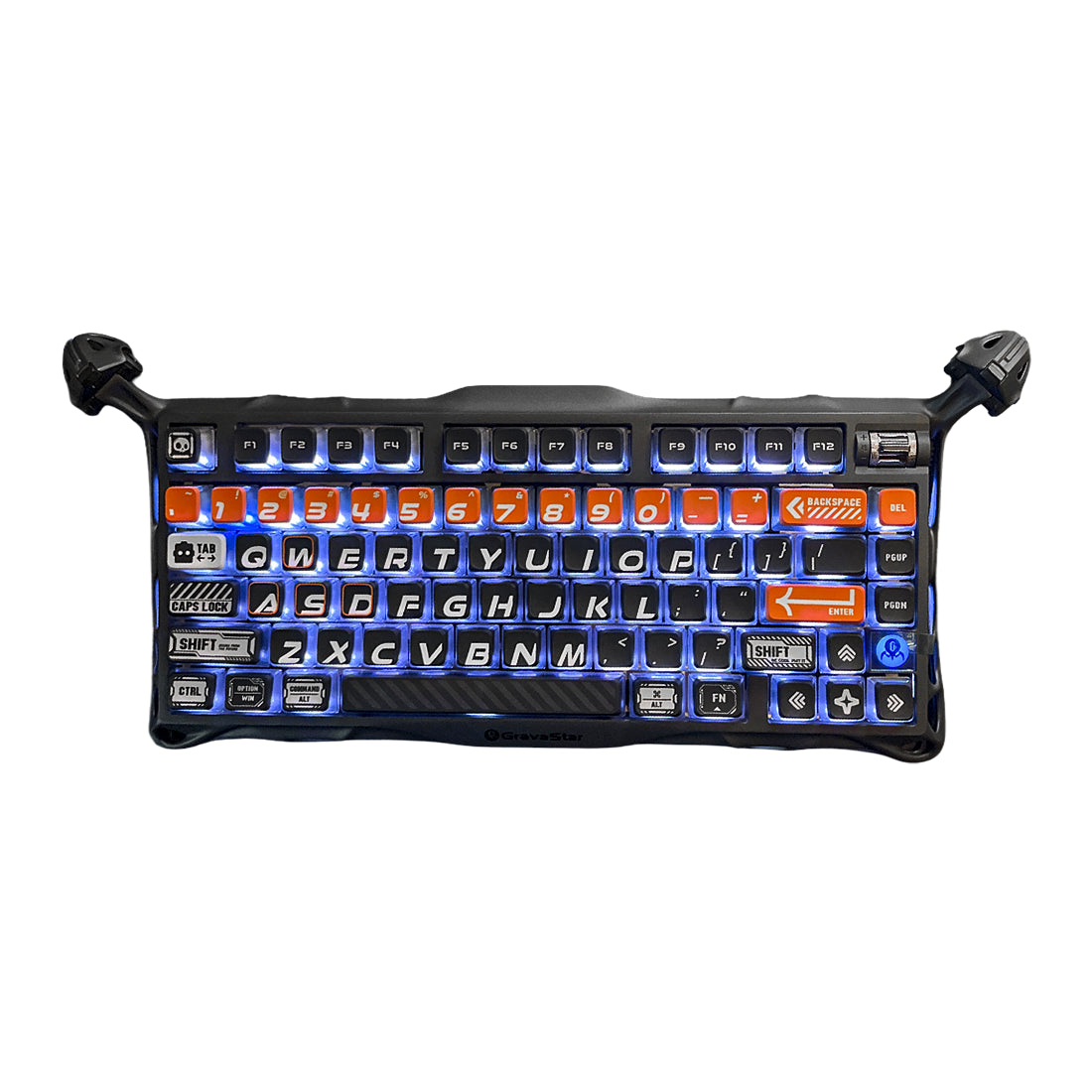 Teclado mecánico GravaStar Mercury K1 Pro edición Cyberflare color naranja fabricado en aleación de magnesio con triple conexión - Laptop Express Caracas