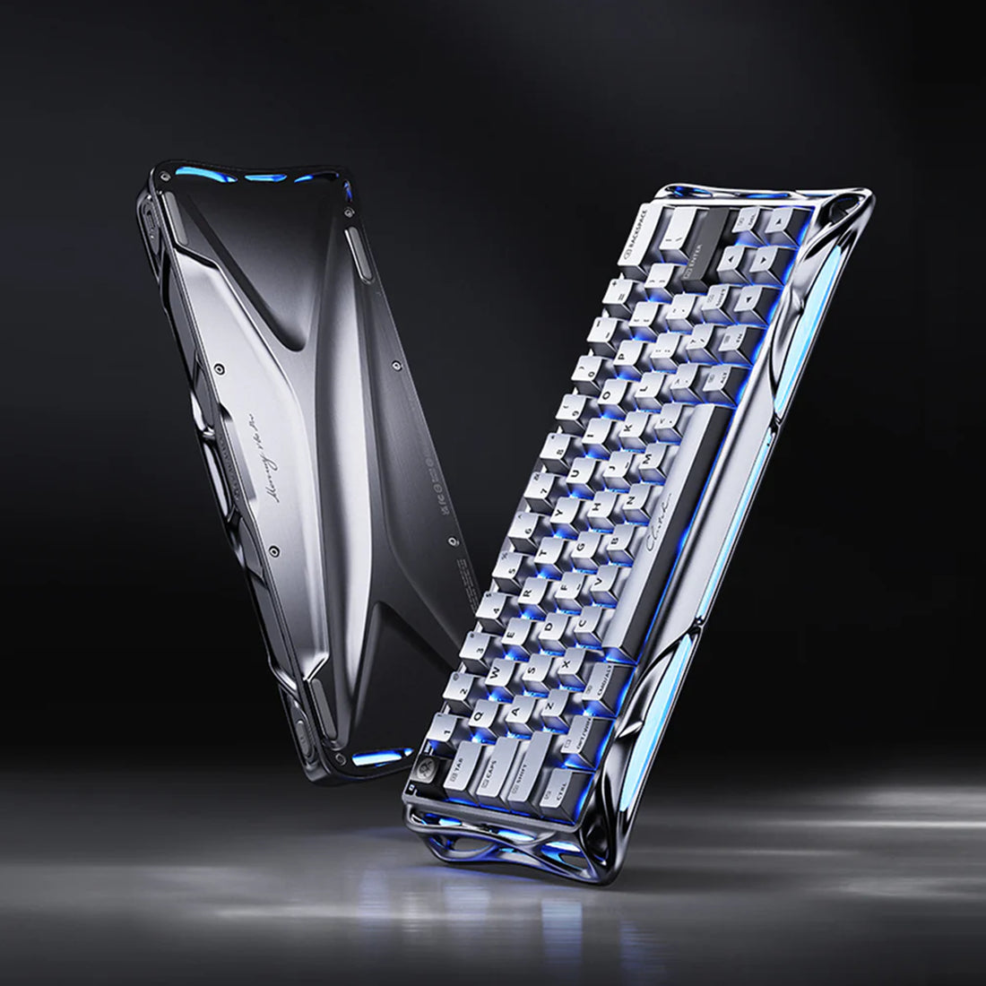 Teclado magnetico gamer para PC de escritorio GravaStar Mercury V60 Pro XTAL SLV formato compacto 60 por ciento con switches magneticos hall effect rapid trigger color plateado - Laptop Express Caracas